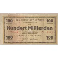 100 000 000 000 Mark Gewerkschaft Orange