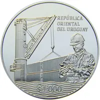 1000 Pesos Uruguayos 100th Anniversary of National Ports Administration