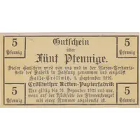 5 Pfennig Cröllwitzer Actien-Papierfabrik