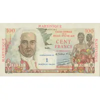 1 New Franc Overprint on P#31 - 100 Francs