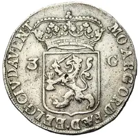 3 Gulden United Provinces arms, plain edge