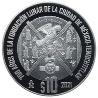 10 Pesos Lunar Foundation of Mexico City - Tenochtitlan