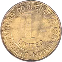 Token - United Farmers' Co-operative Association 1/- Check Piece