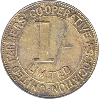 Token - United Farmers' Co-operative Association 1/- Check Piece