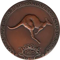 Medal - 20th Anniv Metropolitan Coin Club of Sydney