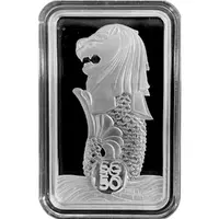 1 Oz Silver - Majestic Merlion Singapore Mint and PAMP Silver Bar