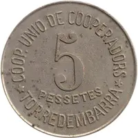 5 Pesetas - Cooperativa Unió de Cooperadors