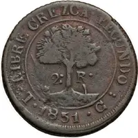 2 Reales State of Honduras - Provisional Default Category Coins Americas Honduras