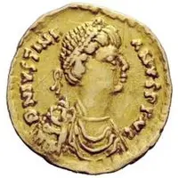 1 Tremissis - Witigis / In the name of Justinian I, 527-565 Ravenna