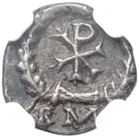 1/2 Siliqua - Libius Severus Chi-rho within wreath, Rome
