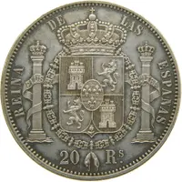 20 Reales - Isabel II Pattern, silver