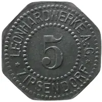 5 Pfennig - Zipsendorf Leonhardwerke A.G.