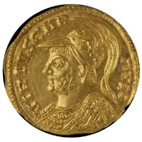 Aureus - Carausius Helmeted bust left