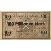 100 000 000 Mark Gewerkschaft Orange