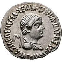 Tetradrachm - Apollodotos II dual Monogram