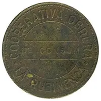 25 Pesetas - Cooperativa Obrera de Consum La Rubinenca