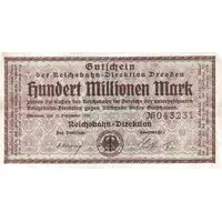 100 000 000 Mark Reichsbahndirektion