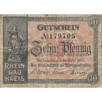 10 Pfennigs waves and value in underprint