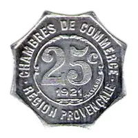 25 Centimes - Chambres de Commerce - Provençal Region Aluminium Pattern