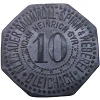 10 Pfennig - Blaichach Allgäuer Baumwoll Spinn and Weberei