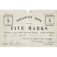 5 Marks Australian occupation, treasury note
