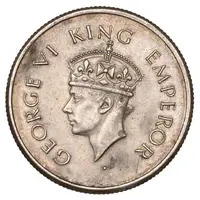 1/2 Silver Rupee - George VI Transition Pattern