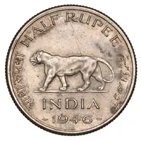 1/2 Silver Rupee - George VI Transition Pattern