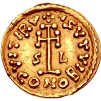 Tremissis - Liutprand and Scauniperga in the name of Justinian II