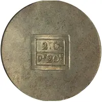 9 Francs, 20 Centimes, 2 Ounces French siege coinage