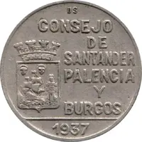 1 Peseta Santander, Palencia and Burgos