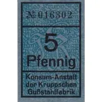5 Pfennig Konsum-Anstalt der Kruppschen Gußstahlfabrik