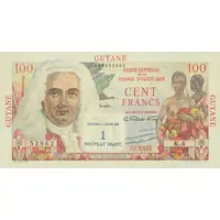 1 New Franc Overprint on 100 Francs