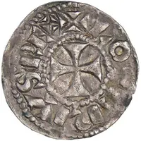 Denier - Lothair II Bourges mint, temple