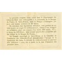 1 Franc - Saint-Brieuc Chambre de Commerce des Côtes-du-Nord 22