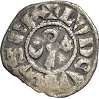 Denier immobilized in the name of Louis IV crozier