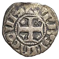 Denier immobilized in the name of Louis IV crozier