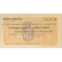 50 Céntimos Pobla de Mafumet