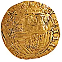 Half ounce - José I Countermark 'MR' over 2 Escudos, Felipe IV, Spain