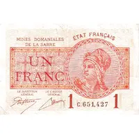 1 Franc - Mines Domaniales de la Sarre type 1920