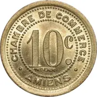 10 Centimes - Chambre de Commerce - Amiens [80] Gold plated Brass