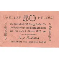 50 Heller Wolfsegg