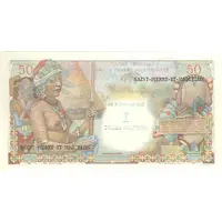 1 Nouveau Franc / New Franc Overprint P#25 - 50 Francs