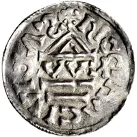 Denier - Henry II Regensburg mint, temple