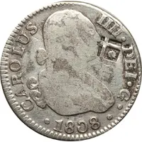 2 Reales Countermark on Spain - Seville 2 Reales KM# 412.2