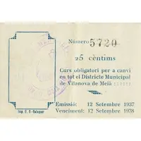 25 Céntimos Vilanova de Meià