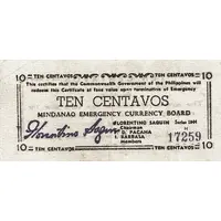 10 Centavos Doted border, series at right