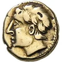 Stater with two lyres horse facing left