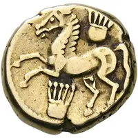 Stater with two lyres horse facing left