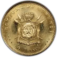 10 Francs - Mwambutsa IV 50th Anniversary