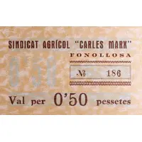 0.50 Pesetas Fonollosa, Sindicat Agrícol `Carles Marx`